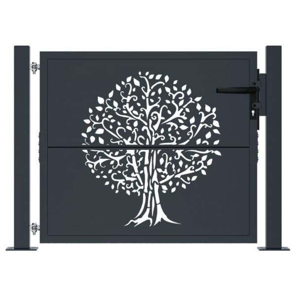 Gartentor Anthrazit 105x105 cm Stahl Baum-Design