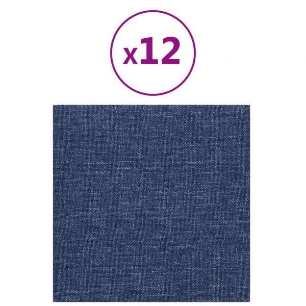 Wandpaneele 12 Stk. Blau 30x30 cm Stoff 1,08 m²