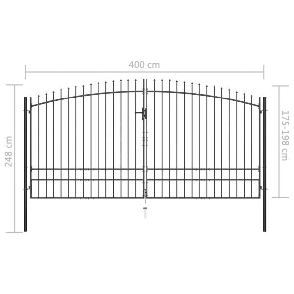 Doppelflügel-Gartentor mit Speerspitzen 400 x 248 cm