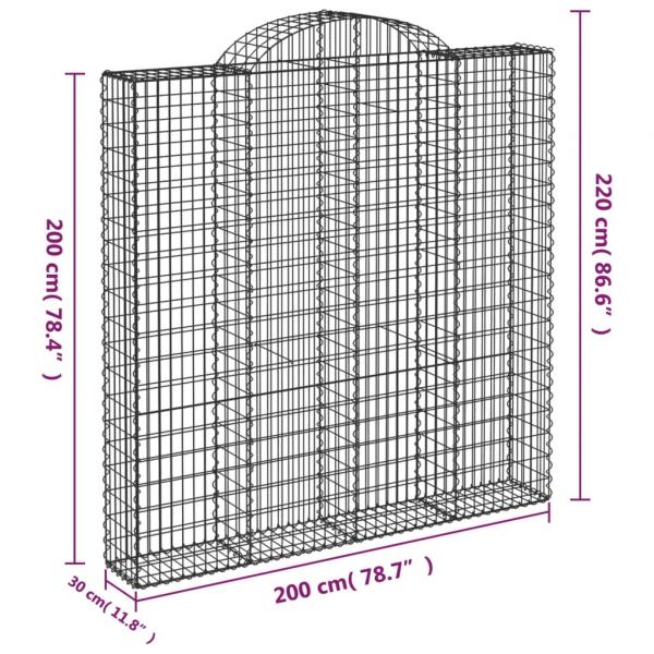 Gabionen mit Hochbogen 5 Stk. 200x30x200/220cm Verzinktes Eisen