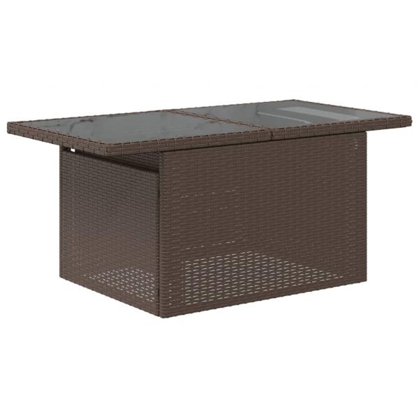 Gartentisch mit Glasplatte Braun 100x55x73 cm Poly Rattan