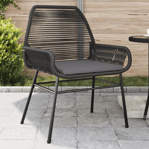 ARDEBO.de - Gartenstühle 2 Stk. mit Kissen Schwarz Poly Rattan