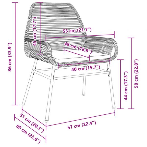 Gartenstühle 2 Stk. mit Kissen Grau Poly Rattan