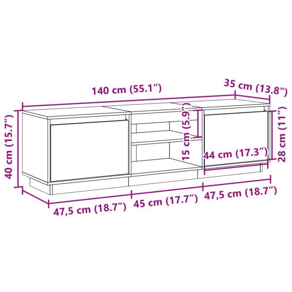 TV-Schrank Wachsbraun 140x35x40 cm Massivholz Kiefer