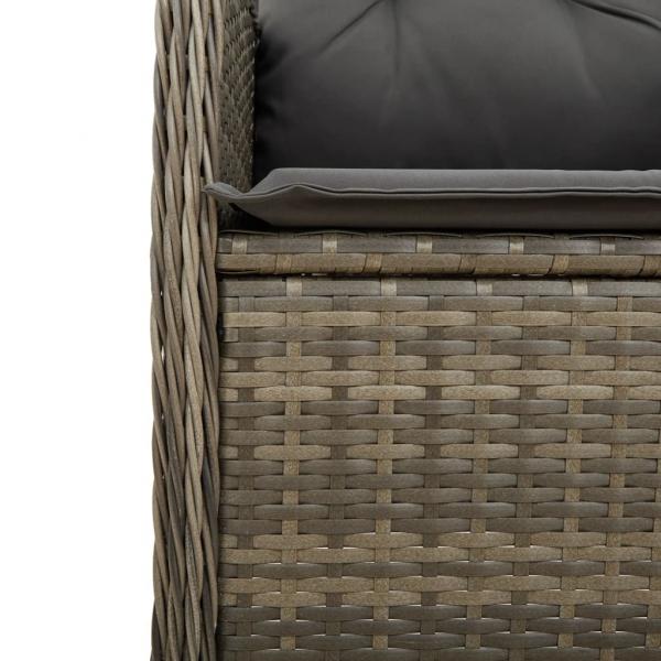 Gartensessel Verstellbar mit Kissen Grau Poly Rattan