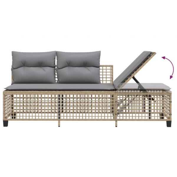 3-tlg. Garten-Ecksofa-Set mit Kissen Beige Poly Rattan