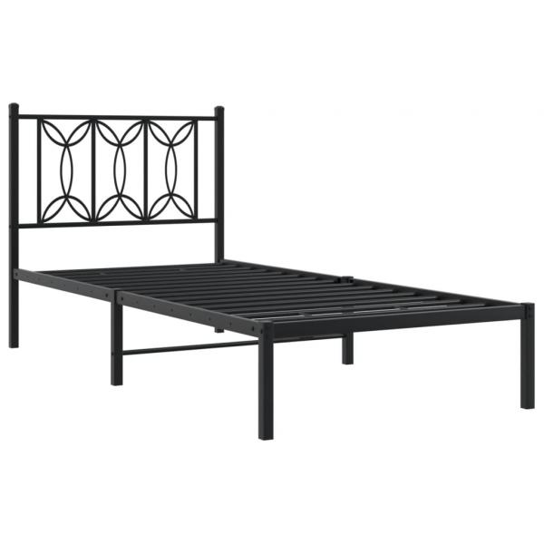 Bettgestell mit Kopfteil Metall Schwarz 75x190 cm