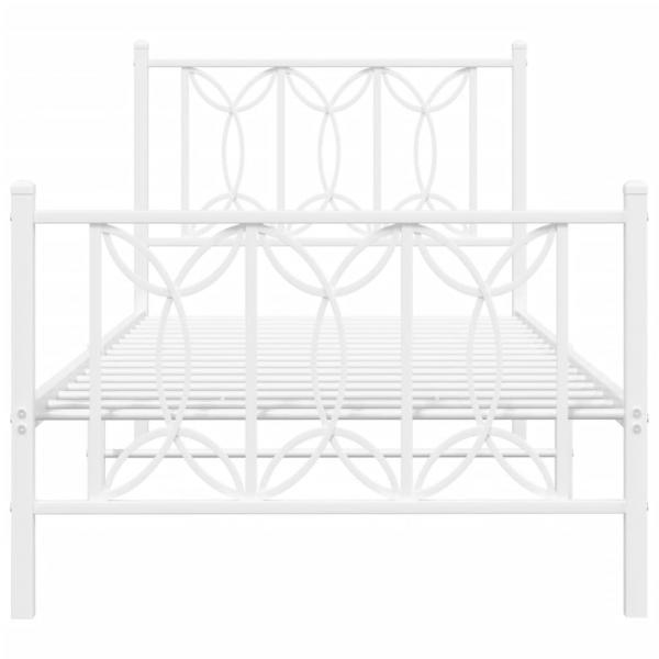 Bettgestell mit Kopf- und Fußteil Metall Weiß 75x190 cm