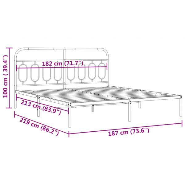 Bettgestell mit Kopfteil Metall Schwarz 183x213 cm