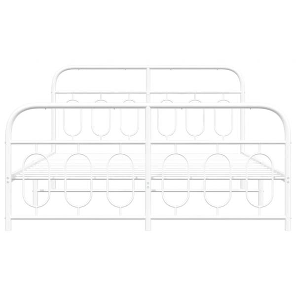 Bettgestell mit Kopf- und Fußteil Metall Weiß 135x190 cm