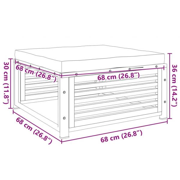 Gartenhocker mit Kissen 68x68x30 cm Massivholz Akazie