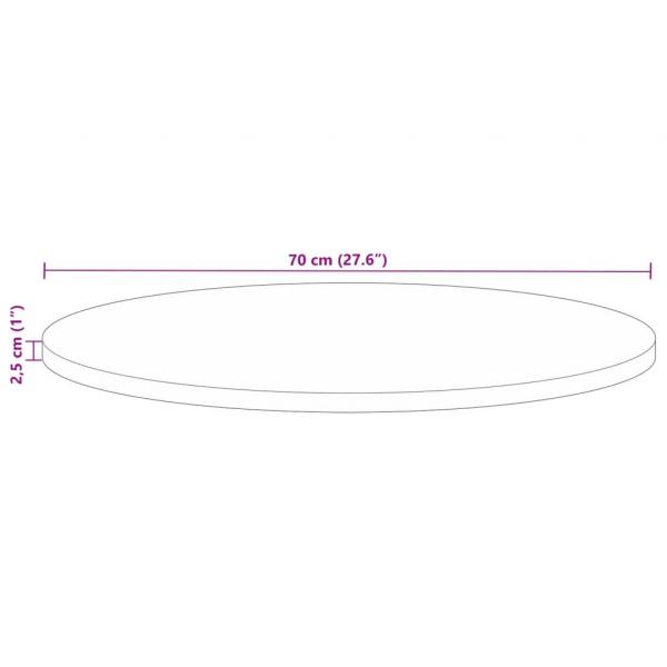 Tischplatte Ø 70x2,5 cm Rund Altholz Massiv