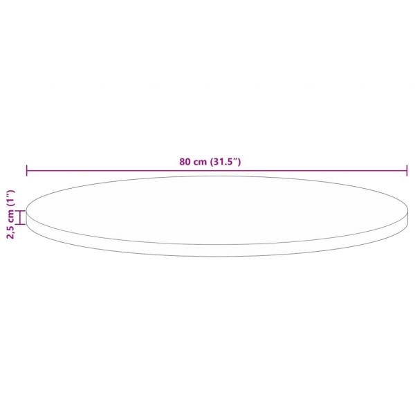 Tischplatte Ø 80x2,5 cm Rund Altholz Massiv