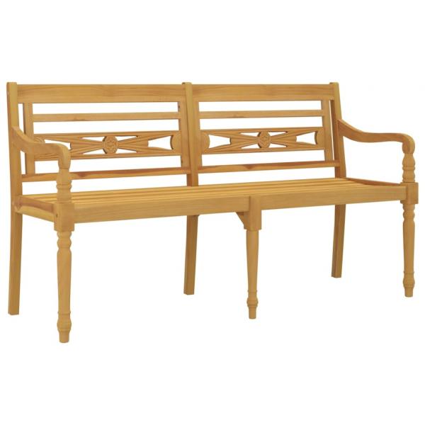 Batavia-Bank mit Blauem Kissen 150 cm Massivholz Teak