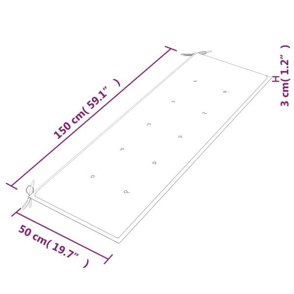 Batavia-Bank mit Grauem Kissen 150 cm Massivholz Teak