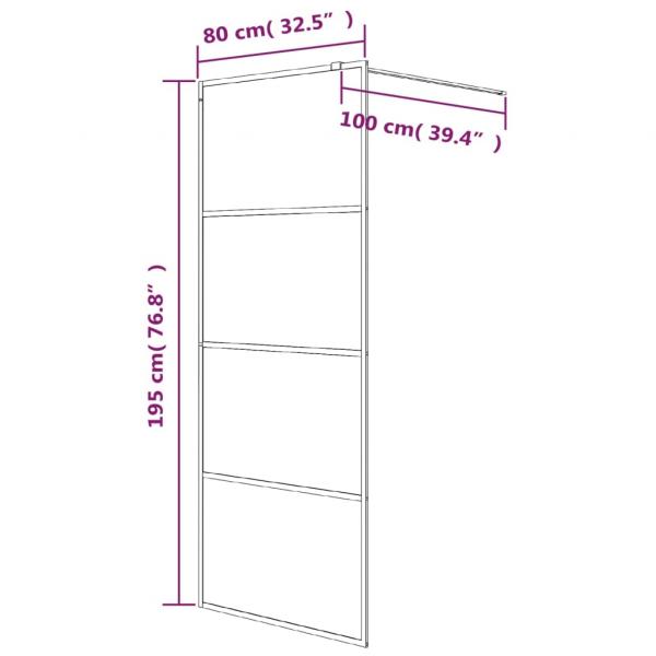 Duschwand für Walk-In Dusche Schwarz 80x195 cm ESG Halbmattiert