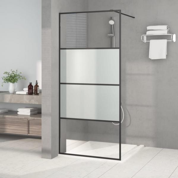 ARDEBO.de - Duschwand für Begehbare Dusche Schwarz 90x195cm Halbmatt ESG