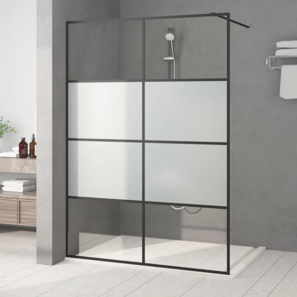 ARDEBO.de - Duschwand für Begehbare Dusche Schwarz 140x195 cm Halbmatt ESG