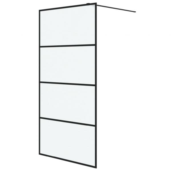 Duschwand für Walk-In Dusche Schwarz 100x195 cm ESG Mattiert