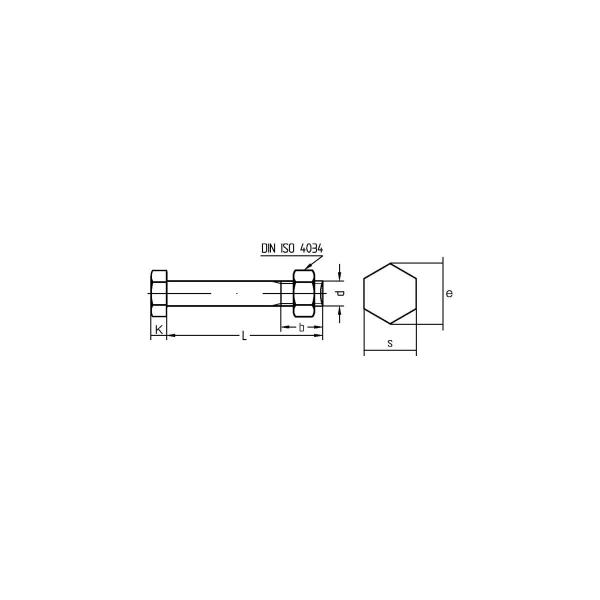 Joseph Dresselhaus 000900155830 Sechskantschraube, mit Schaft, verzinkt, M8x30mm