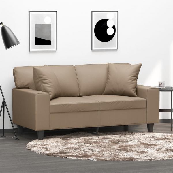 ARDEBO.de - 2-Sitzer-Sofa mit Zierkissen Cappuccino-Braun 120 cm Kunstleder