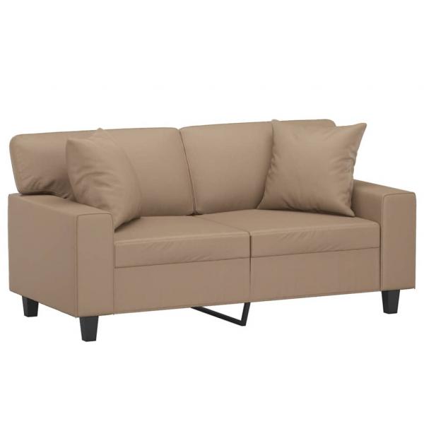 2-Sitzer-Sofa mit Zierkissen Cappuccino-Braun 120 cm Kunstleder