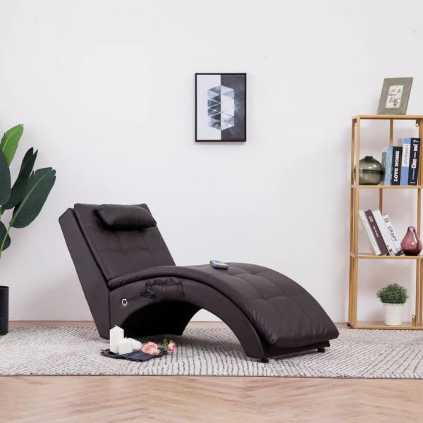 ARDEBO.de - Massage Chaiselongue mit Kissen Braun Kunstleder