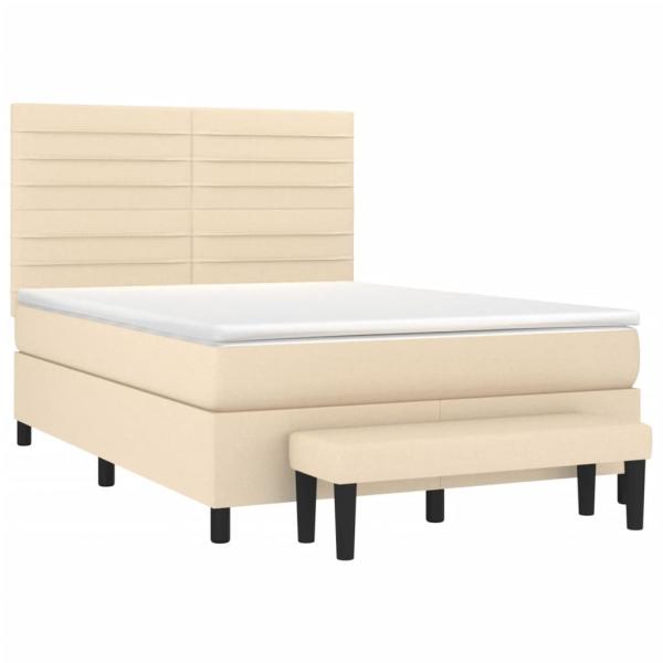 Boxspringbett mit Matratze Creme 140x190 cm Stoff