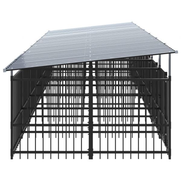Outdoor-Hundezwinger mit Dach Stahl 13,14 m²