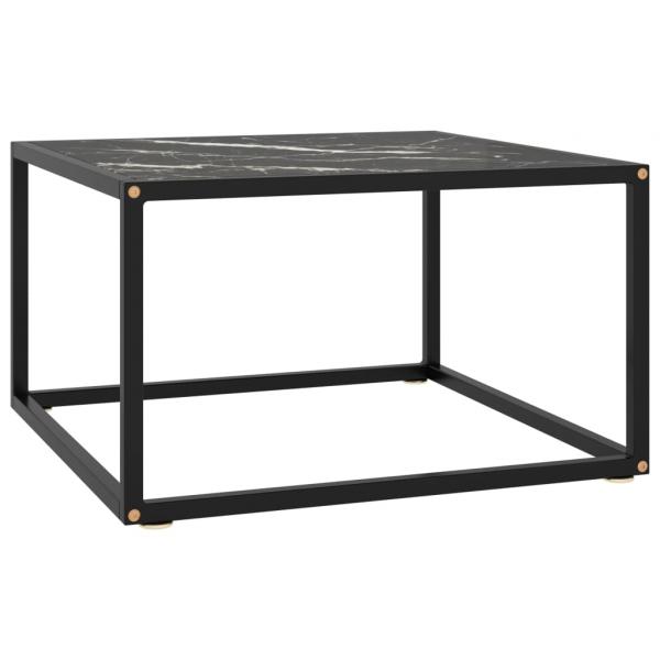 ARDEBO.de - Couchtisch Schwarz mit Schwarzem Glas in Marmor-Optik 60x60x35