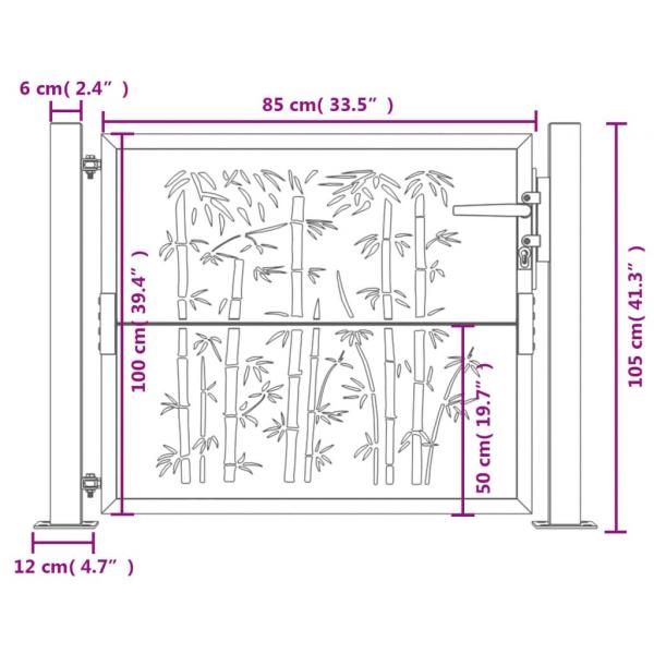 Gartentor Anthrazit 105x105 cm Stahl Bambus-Design