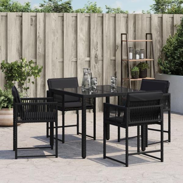 Gartenstühle mit Kissen 4 Stk. Schwarz Poly Rattan