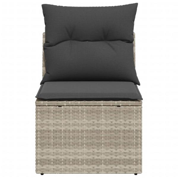 Gartensofa ohne Armlehnen mit Kissen Hellgrau Poly Rattan