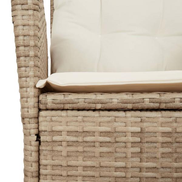 5-tlg. Garten-Essgruppe mit Kissen Beige Poly Rattan