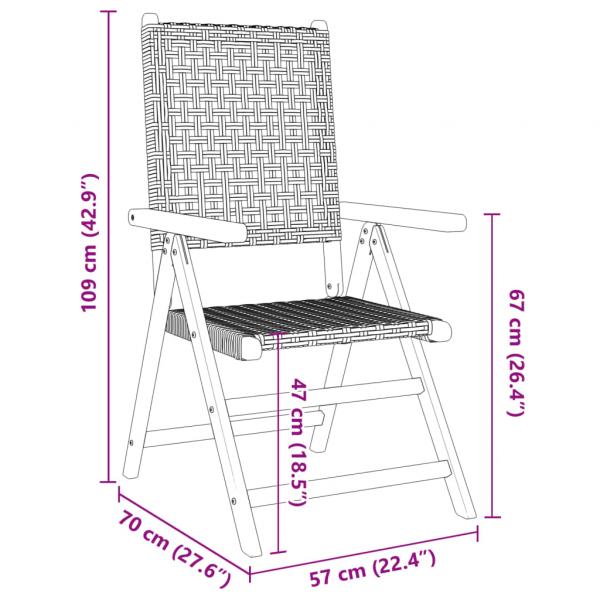 7-tlg. Garten-Essgruppe Poly Rattan und Massivholz Schwarz