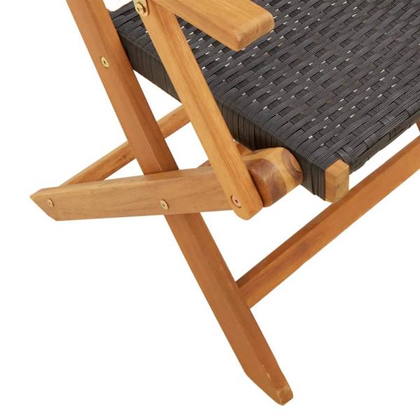 3-tlg. Bistro-Set Schwarz Poly Rattan und Massivholz