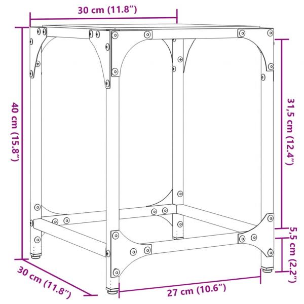 Couchtische mit Glasplatte 2 Stk. Transparent 30x30x40 cm Stahl