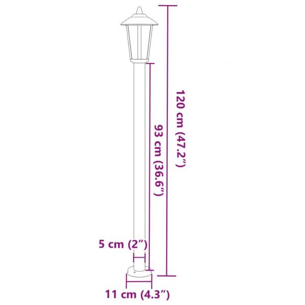 Wegeleuchten 3 Stk. Schwarz 120 cm Edelstahl