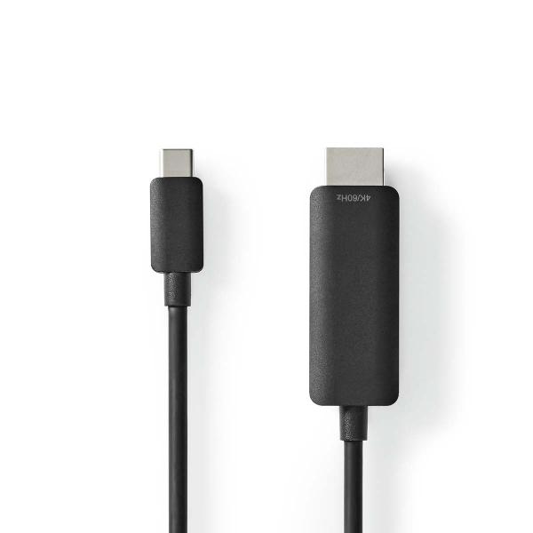 ARDEBO.de - USB-C? Adapter | USB 3.2 Gen 1 | USB-C? Stecker | HDMI? Stecker | 4K@60Hz | 1.00 m | Rund | Vernickelt | PVC | Schwarz | Label