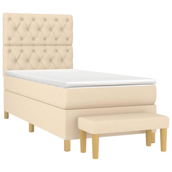 Boxspringbett mit Matratze Creme 80x200 cm Stoff