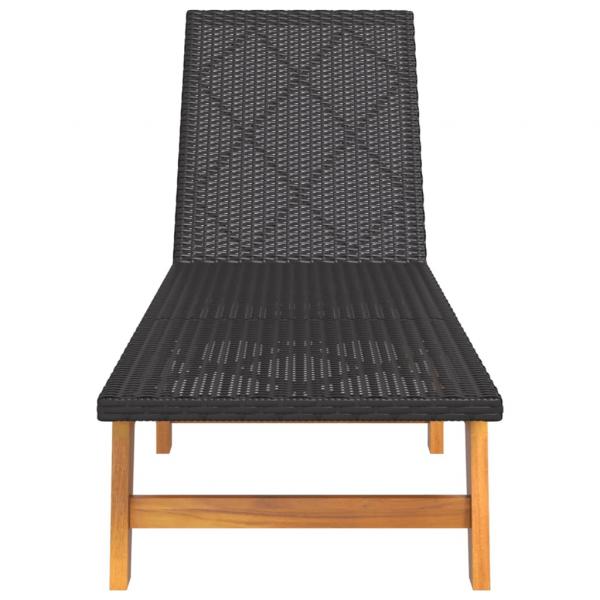 Sonnenliege mit Tisch Poly Rattan und Massivholz Akazie 