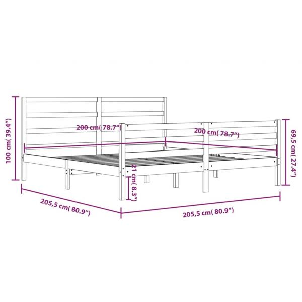 Massivholzbett Schwarz Kiefer 200x200 cm