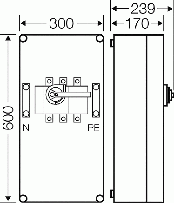 Hensel Mi 7455 Lastschaltergehäuse 250A, 3-Polig+PE+N