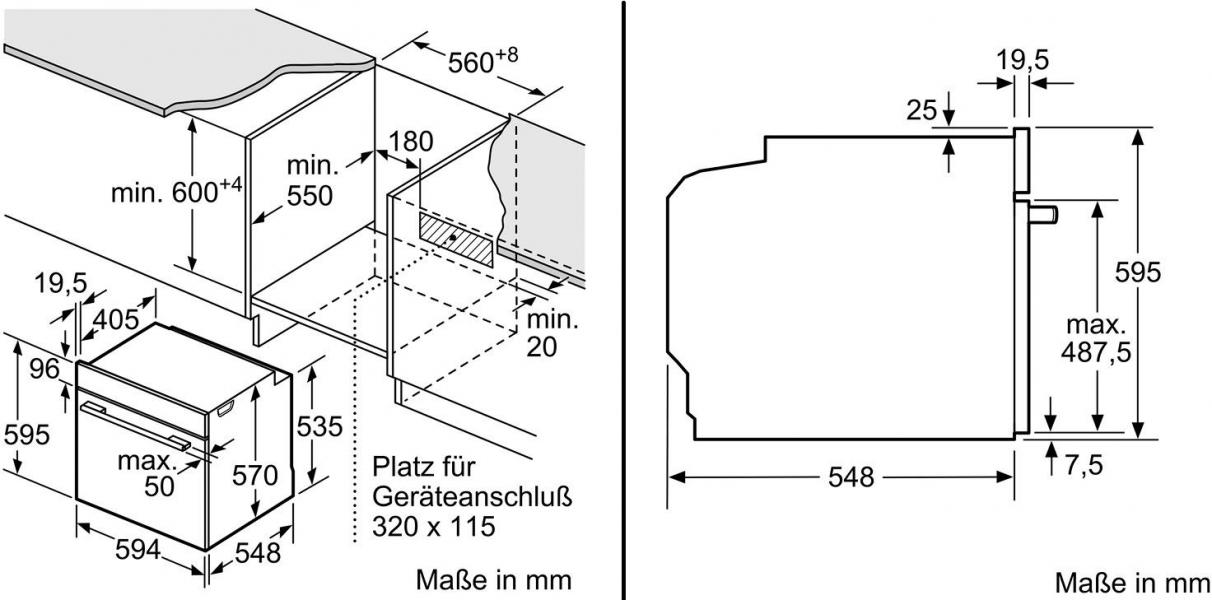 Bosch HBA573BS1 Serie 4 EEK: A Einbaubackofen, 60cm breit, 71 Liter, AutoPilot 10, 3D Heißluft, edelstahl