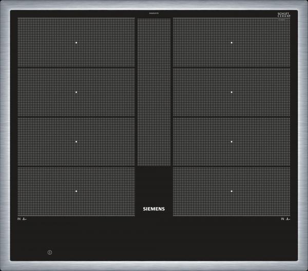 Siemens EX645LYC1E iQ700 Autarkes Induktionskochfeld, Glaskeramik, 60 cm breit, Edelstahl-Rahmen, Sensor-Tasten