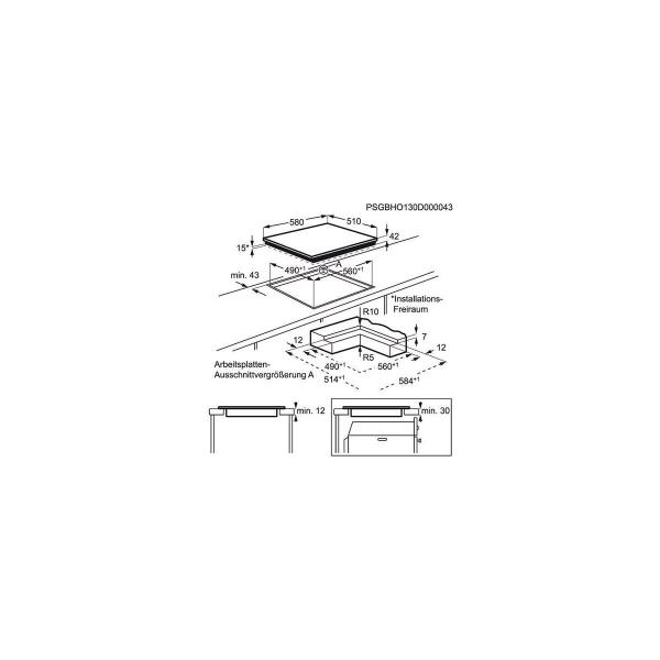 AEG HK654070FB Autarkes Glaskeramik Kochfeld, 58 cm breit, Facetten-Design, Sensor-Tasten, schwarz