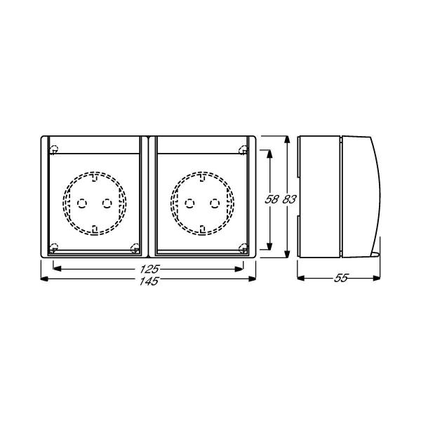 Busch-Jaeger 20/2 EW-53 SCHUKO Steckdose 2-fach, Ocean IP 44, grau/blaugrün (2CKA002084A0699)