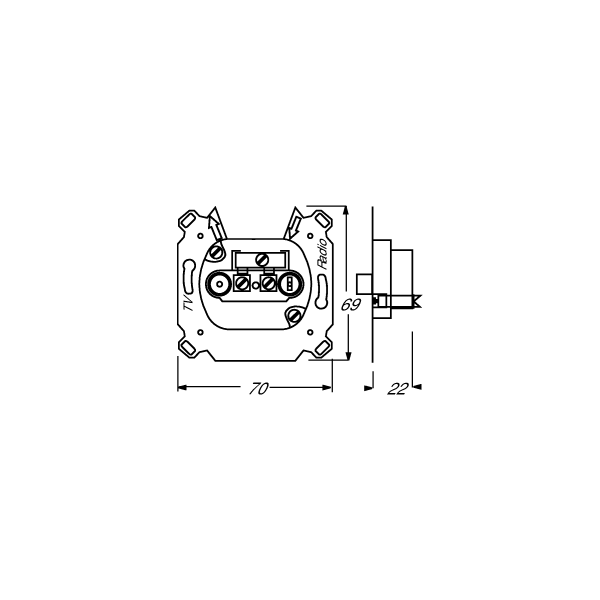 Busch-Jaeger 0231-101 Antennensteckdosen-Einsatz, Radio/TV 2 Anschlüsse/Durchgangsdose (2CKA000230A0268)