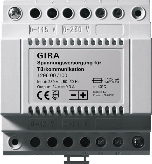 ARDEBO.de Gira 129600 Zusatz-Spannungsversorgung für Türkommunikation 24V DC, 300 mA