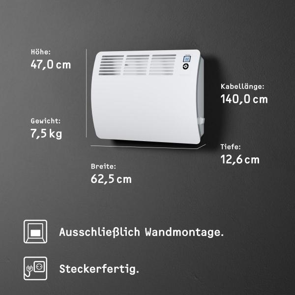 STIEBEL ELTRON CON 15 Premium Wandkonvektor, 1.50kW/230V, alpinweiß (237832)